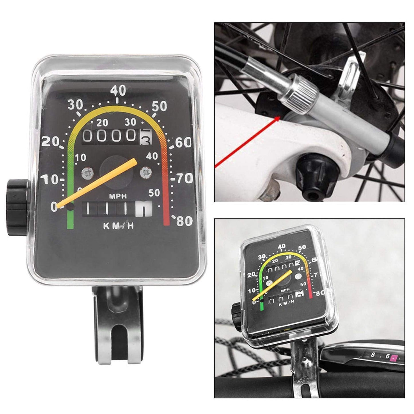 Bike Speedometer, Waterproof Bicycle Odometer MPH, Cycling Speedometer Bicycle Computer Mountain Bike Code Table Waterproof Mechanical Odometer for All Bicycles