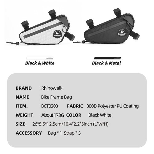 Rhinowalk Bike Frame Bag Under Top Tube Bag Bicycle Triangle Bag with Side Pockets Storage Pouch for Road Mountain Bike