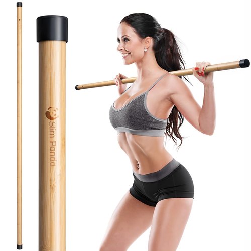 Slim Panda 5ft Yoga Stick, Exercise Stick for Stretching, Stretching Stick for Mobility, Flexibility, Physical Therapy, Balance Support, Posture Correction & Workout