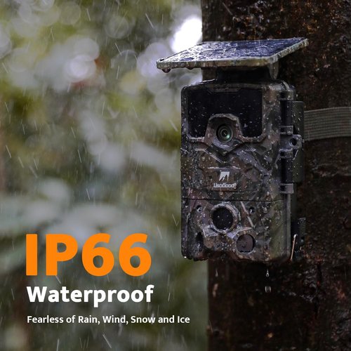 usogood 4k 48MP Trail Camera Solar Powered Trail Cam,Game Cameras with Night Vision Motion Activated Waterproof,Hunting Camera Built in Lithium Battery for Wildlife Monitoring with 32GB Memory Card