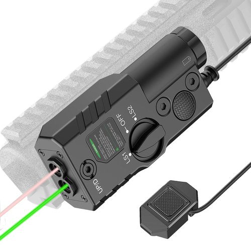 Defentac Mlok/Picatinny Mounted Dual Laser Sight with Green & IR Laser Options - Strobe, Aluminum, Replaceable Battery