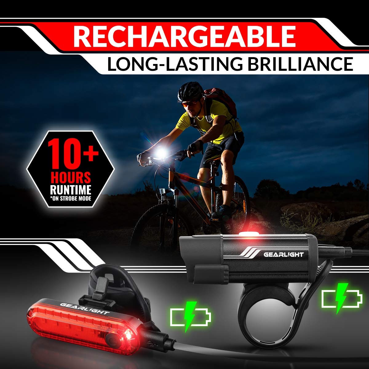 Bike Lights for Night Riding, USB Rechargeable Bike Lights Front and Back, LED Bicycle Headlight and Tail Light Set, Waterproof Bikelights Rechargeable for Mountain Bikes, Kids Bike Light, MTB Light