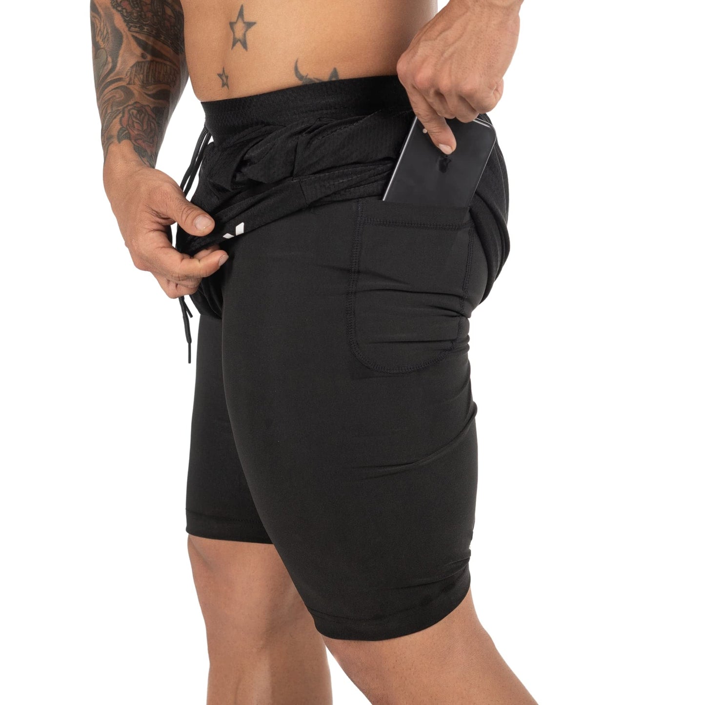 Kewlioo Men’s Sauna Shorts - Heat Trapping Compression Workout Shorts, 2-in-1 Double Layer Compression Shorts Men, Sweat Shorts Men for Gym Training, Exercise Black