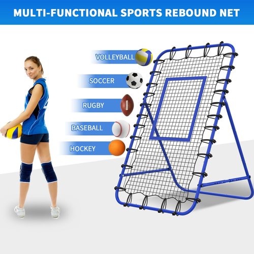 7x4 FT Volleyball Rebounder Net，Ultimate Training Equipment for Volleyball & Lacrosse，Enhanced Bouncing System for Volleying, Bumping, Spiking Drills，Multiple Adjustable Rebound Angles