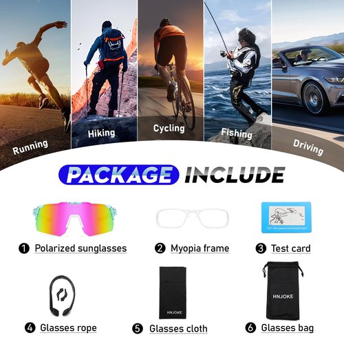 HNJOKE Sports Polarized Sunglasses, UV 400 Protection Sun glasses Women, Mens Sunglasses for Cycling Biking Running Hiking Golf Fishing, Light Blue&Pink