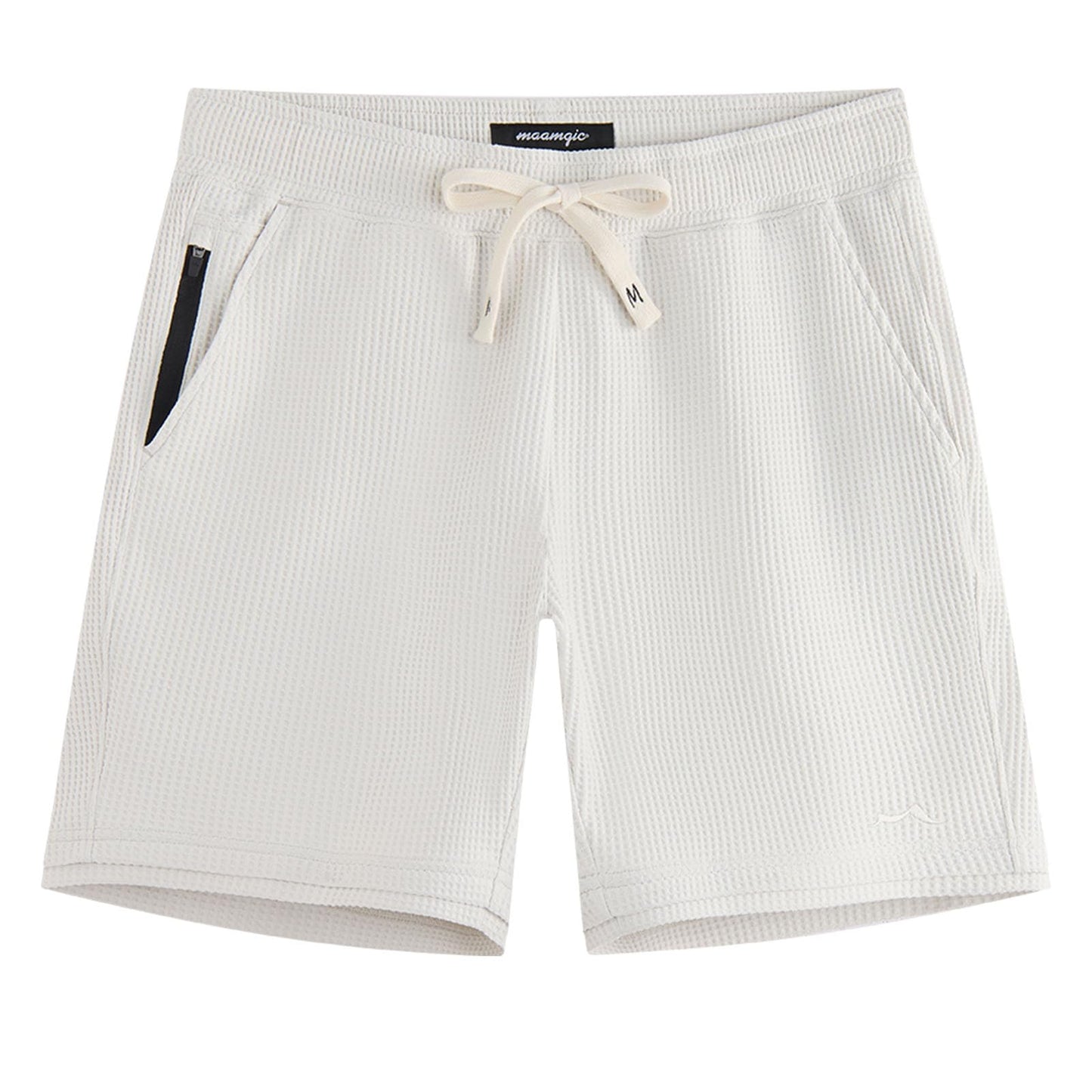 maamgic Mens Waffle Shorts Casual Lounge Shorts 7 Inch with Elastic Waist and 5 Pockets Light-Grey