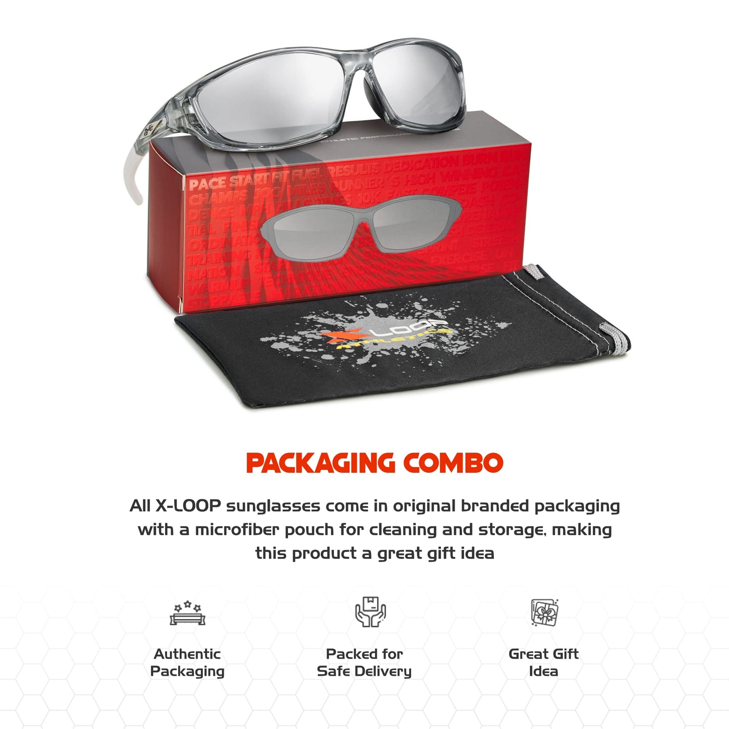 X LOOP Polarized Wrap-Around Sunglasses for Men Women Running Fishing Driving Sports Glasses