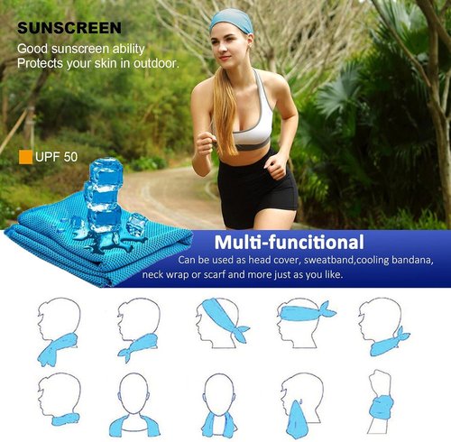 4 Pack Cooling Towel (47 x12in) Ice Neck Towel Soft Breathable Microfiber for Sports Yoga Gym Running Golf Camping Fitness More