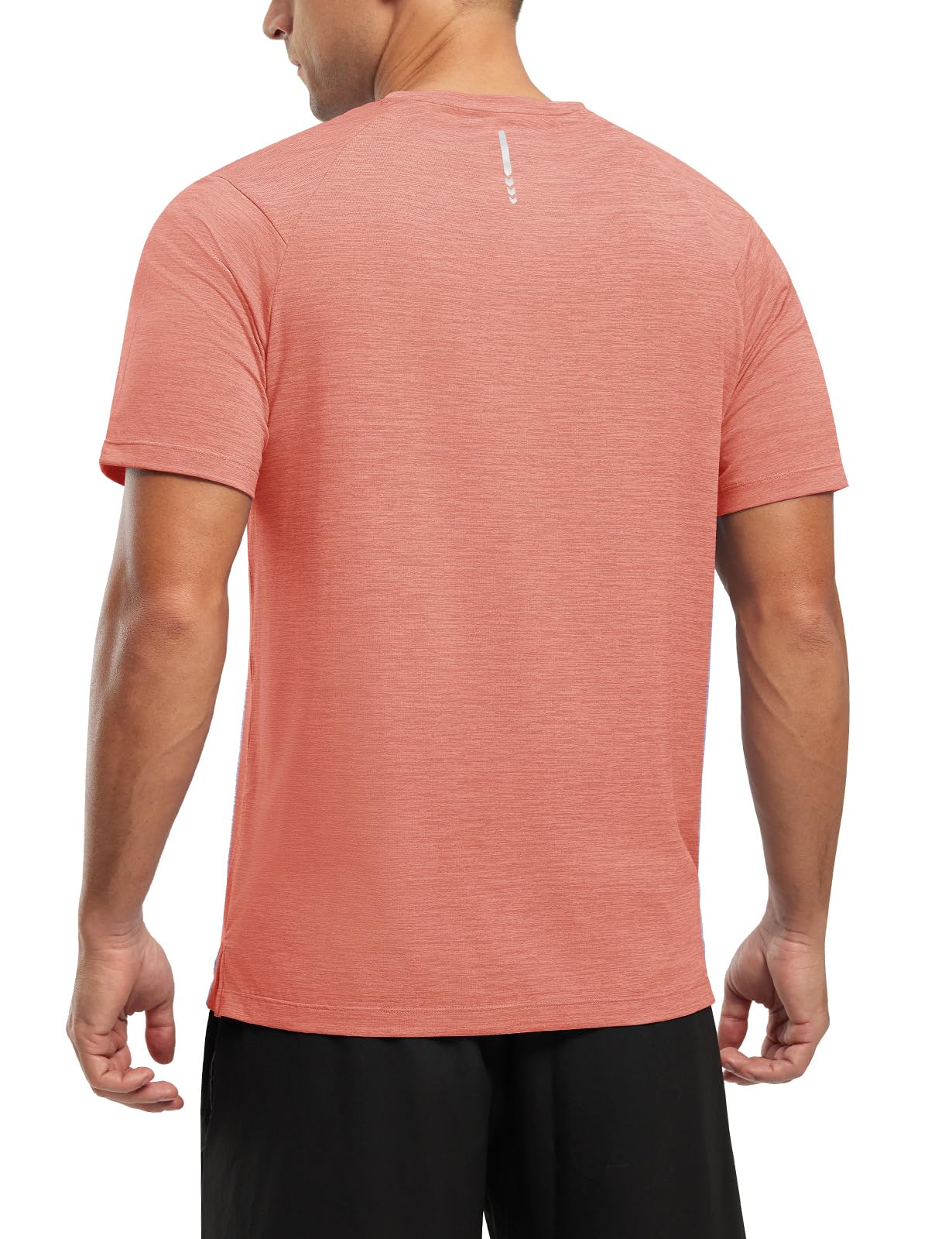 Rdruko Men's Workout Shirts Moisture Wicking Dry Fit Short Sleeve Lightweight UPF 50+ Athletic Running Gym Active T Shirts,Orange Powder,L