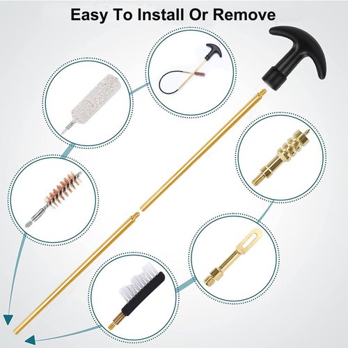 BESWON Gun Cleaning Kit Universal Handgun Rifle Cleaning Kit for .22 .357/.38 .40 .45 Caliber 9mm Pistol Cleaning Kit Brass Brush Tools with Portable Carrying Case