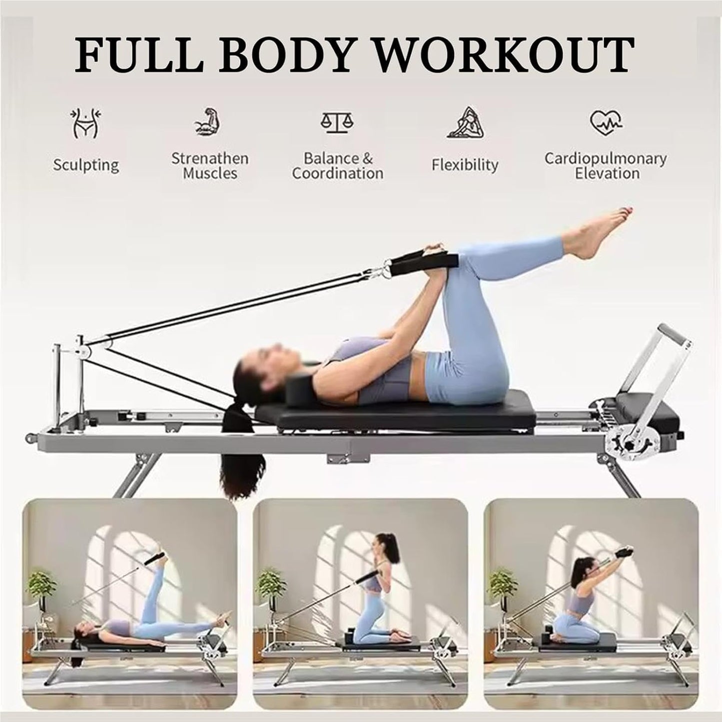 002,Foldable Pilates Equipment for Home Workouts Improve Body Posture Improve Concentration Builds Muscle Strength Suitable for Advanced and Beginners Users