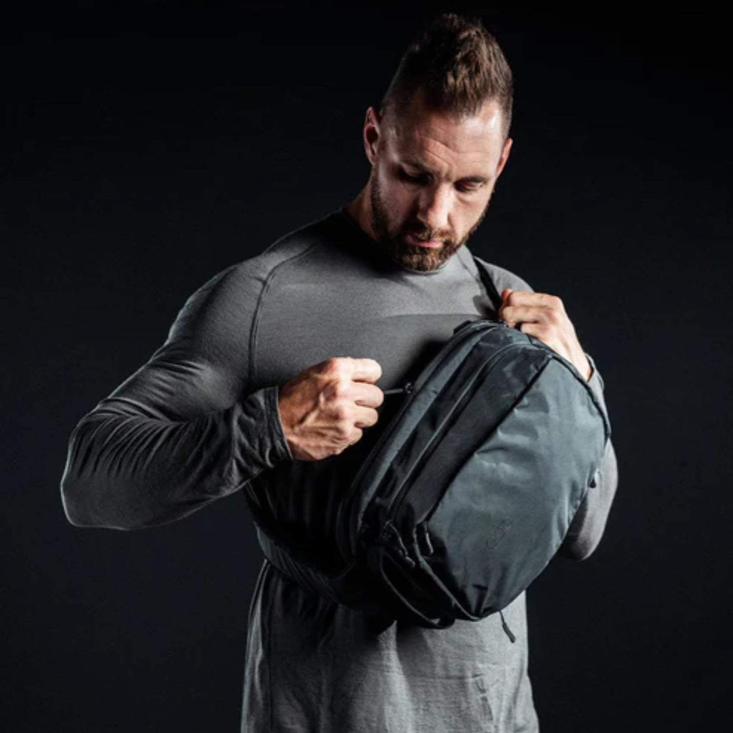 Eberlestock Fade Sling Tactical Crossbody Bag for Men – EDC Sling Backpack with Concealed Carry Compartment, Hydration Pass-Through, Loop Lined Pockets – 14”x9”x4.5”, 573 Cu In – Steel