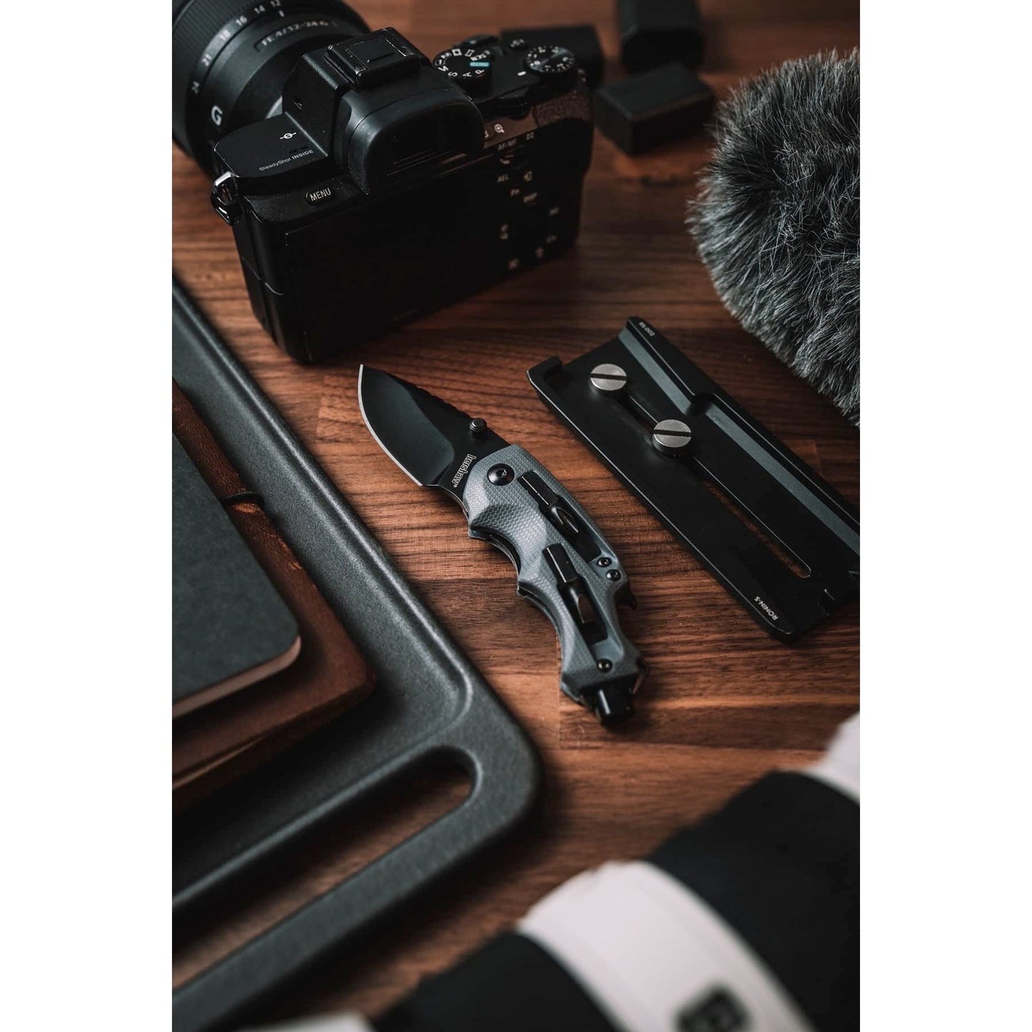 Kershaw Shuffle DIY Compact Multifunction Pocket Knife (8720), 2.4 Inch 8Cr13MoV Steel Blade with Black Oxide Coating, Every Day Utility Knife with Carbon Strength and High Tech Function, 3.5 oz.,Gray