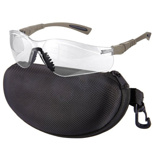 SMINGJUN ANSI Z87.1 Anti-Fog Shooting Glasses - Adjustable Wrap-Around Safety Eyewear with UV400 Lens & Shockproof Case for Range/Hunting/Work