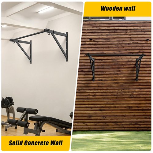 Jusgym Wall Mounted Pull Up Bar, Adjustable Depth 51" Chin Up Bar, Strength Training Pull-Up Bars 500LBS Weight Capacity, Home or Garage Gym Chin Up Workout Training Station