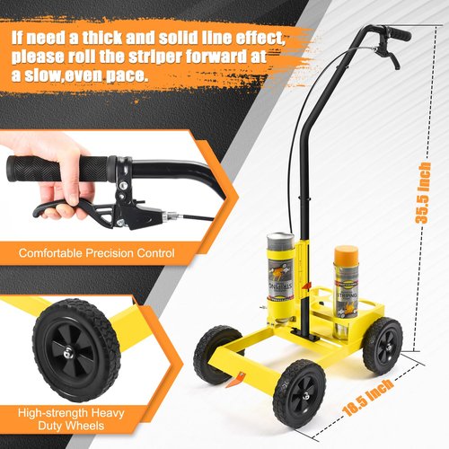 CAROD Striping Line Marking Machine, Parking Lot Striping Machine, Compatible with Professional Inverted Striping Spray Paint, Line Striper Machine for Fast and Accurate Marking, Yellow