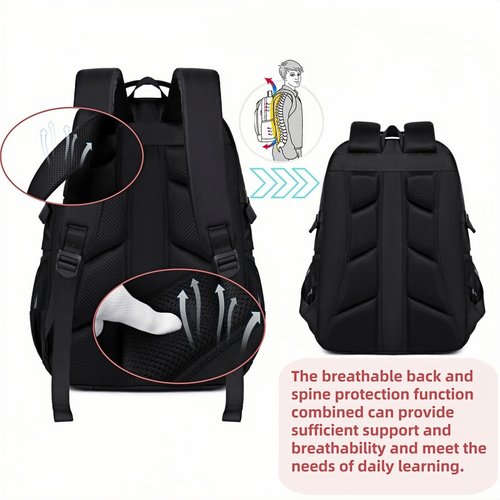 Laptop Backpack For Teen Boys Girls Durable Bookbag Middle High School Bag Women Men Waterproof Travel Daypack (BLack)