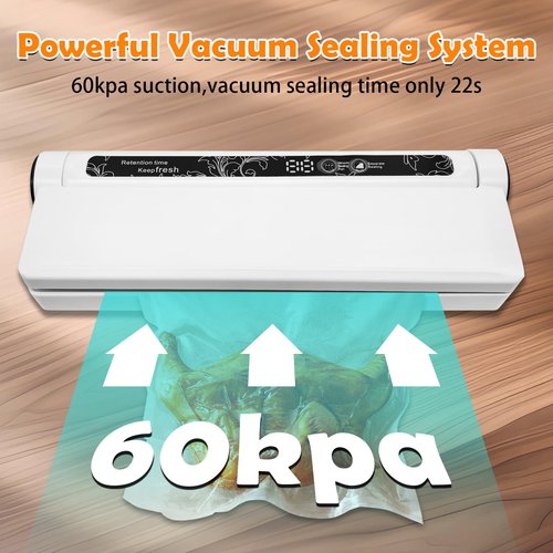 ZIYUNXUAN Vacuum Sealer Machine for Food - Automatic Dry/Wet Food Saver with Digital Display, One-Touch Operation, 11.6" Seal Bar for Meat, Seafood, Fruits & More (Includes 20 Vacuum Bags)