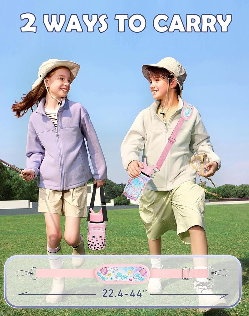 Miss Adola Pink Fishtail Water Bottle Carrier, 10-18 Oz Neoprene