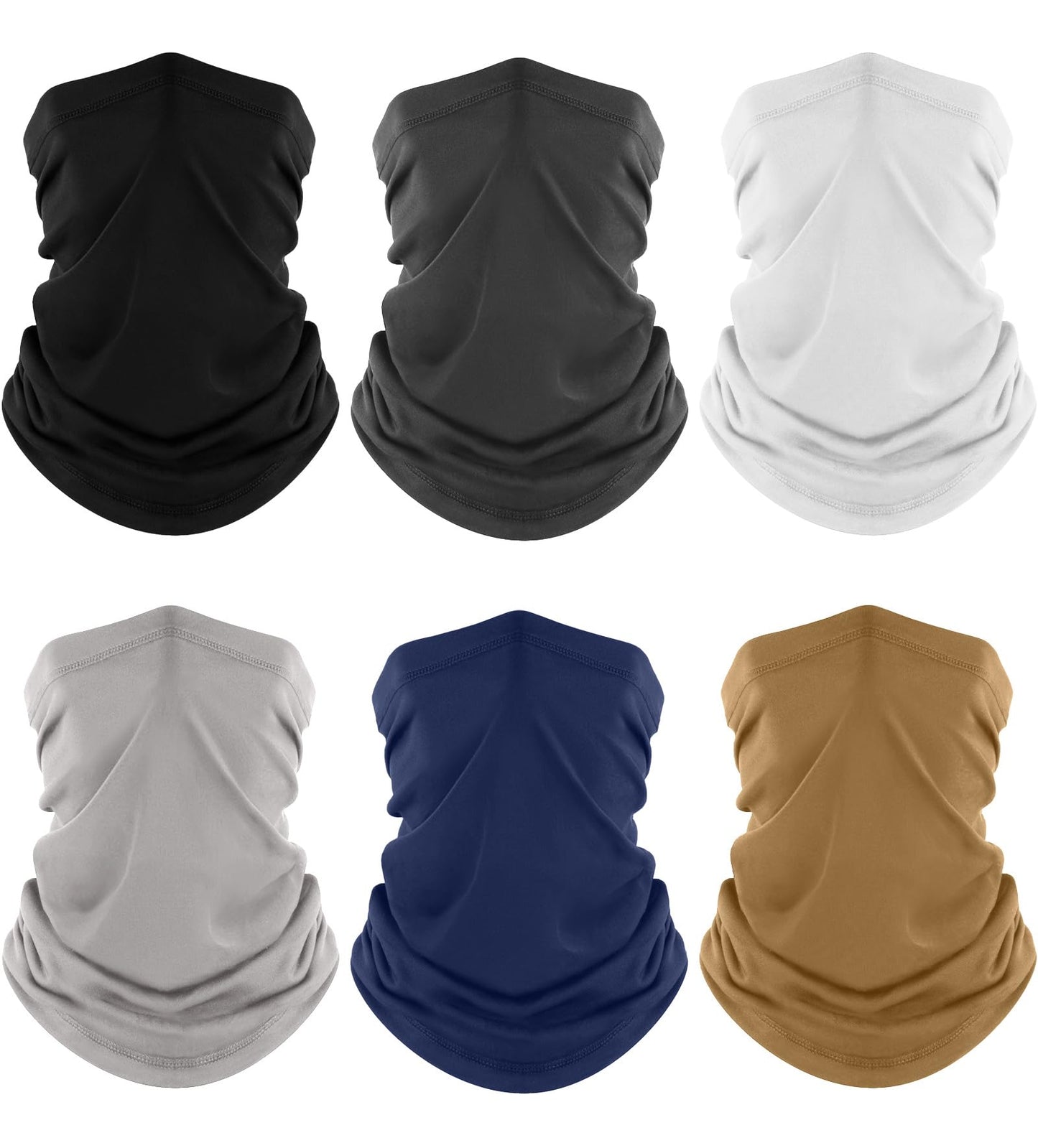 Fuinloth Neck Gaiter, 6 Pack Cooling UV Protection Bandana Face Mask Gator Scarf for Men Women Black+Gray+White+Light Gray+Navy+Sand