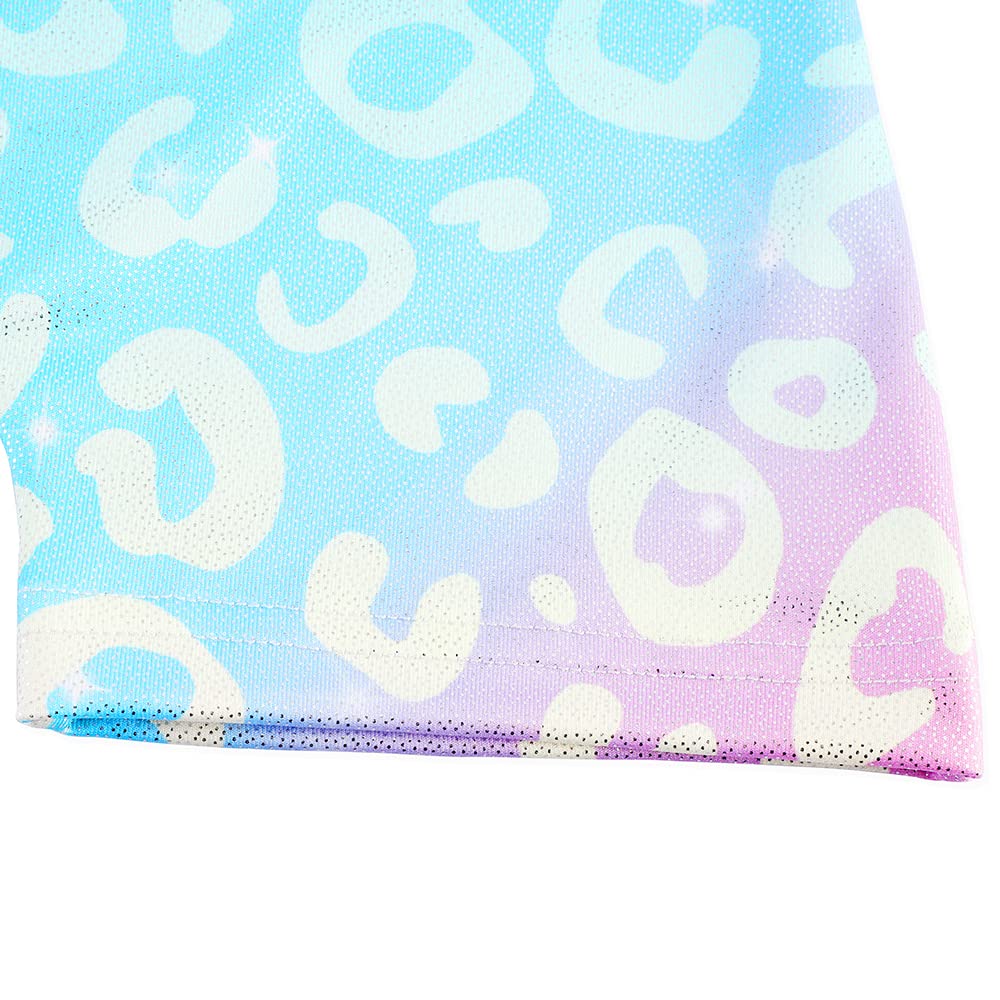 HOZIY Gymnastics Leotards for Girls With Shorts Size 8-9 9-10 8-10 Year Old Fancy Blue Pink Purple Leopard Tumbling Outfits Dance Clothes Body Gimnasia Nina