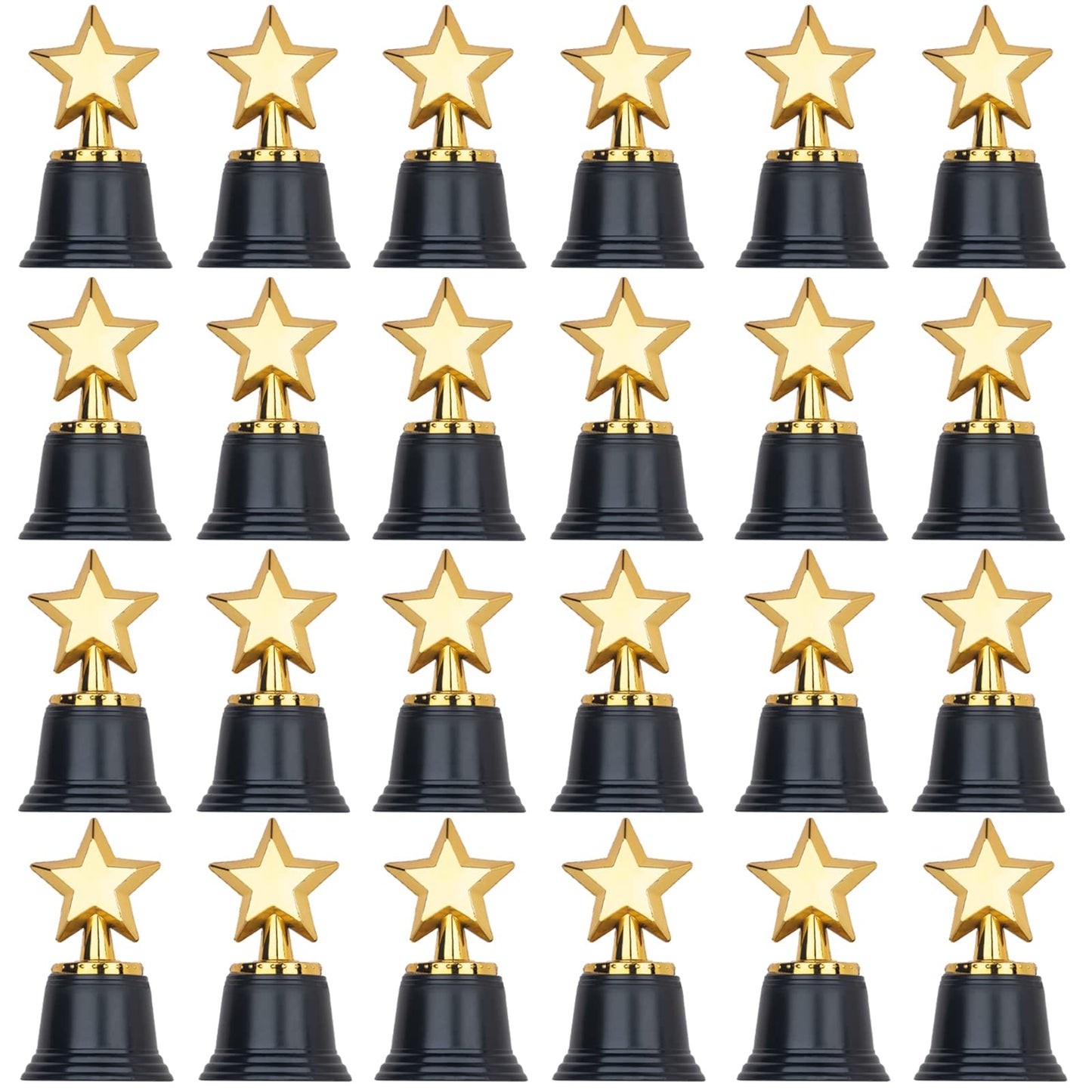 24 Pack Mini Star Trophy Awards Bulk (4.5 Inch), Plastic Gold Star Trophies For Halloween Party Favors, Goodie Bags, Kid Classroom School Reward, Sports Tournament Winning Prize, Hollywood Event Props
