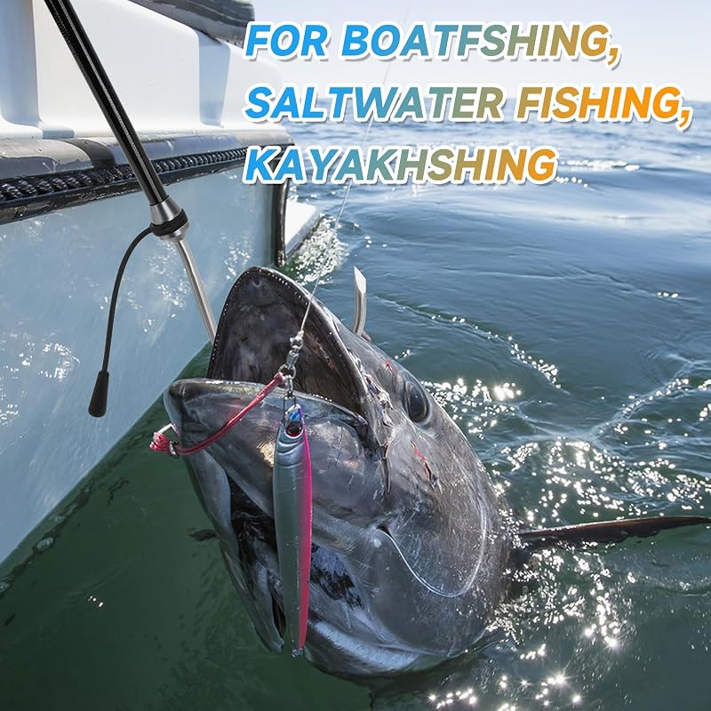 SANLIKE Saltwater Fishing Gaff - Carbon Fiber Shaft, S316 Stainless Steel Hook, 46in (Black)