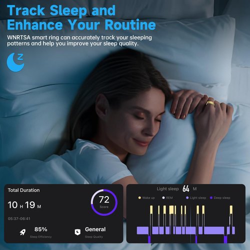 Smart Ring Health Tracker, Activity Tracker for Women & Men, No Subscription Required, Sleep & Heart Rate Monitor, Multi-Sport Modes, Compatible with iOS & Android (Gold, 10)