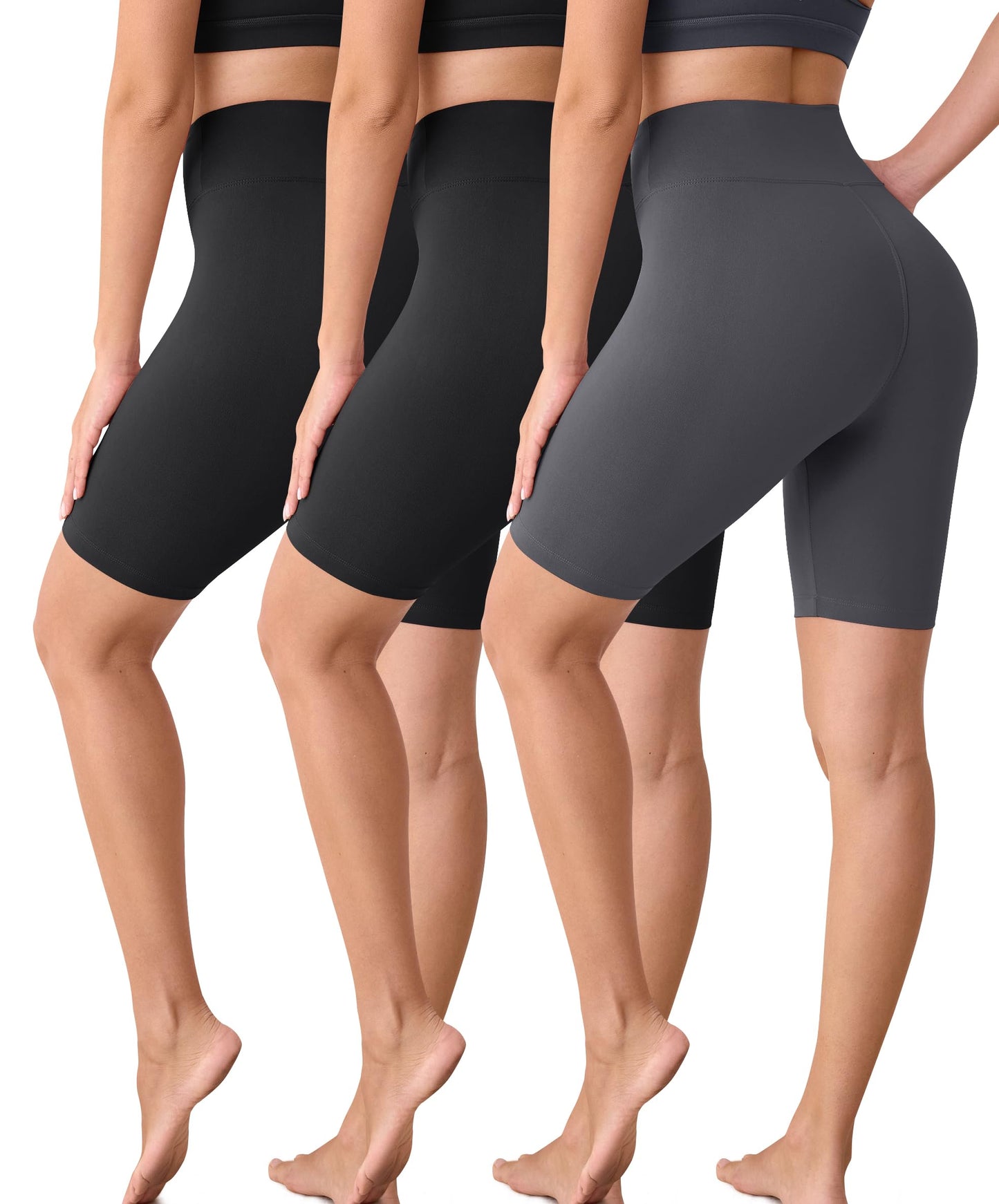 VALANDY Creamlush 3 Pack Biker Shorts for Women -8" High Waisted Soft Stretchy Spandex Athletic Yoga Shorts