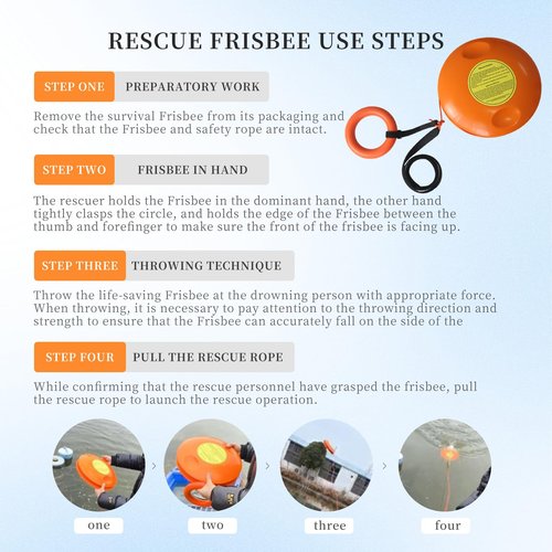 YUPINZHENAI Throwable Emergency Rescue Disc for Water and Ice Emergencies Rescue Equipment, 131ft Rescue Rope, Throwable Device for Kayaking and Rafting, Safety Equipment for Raft and Boat