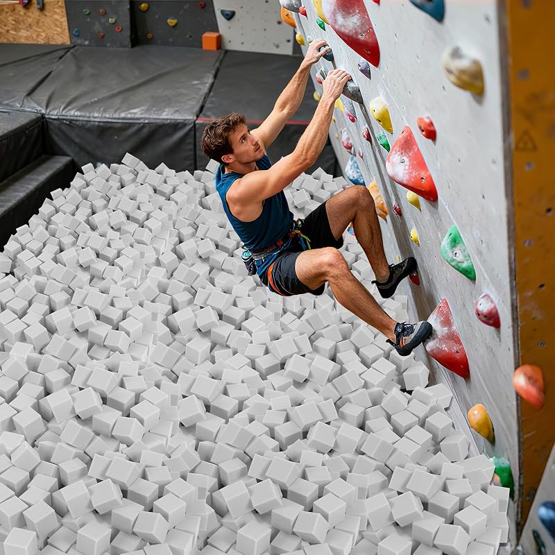 Light Gray 100 Pack Foam Cubes 3.15in - Gymnastics, Rock Climbing & Indoor Park Pit Cushions
