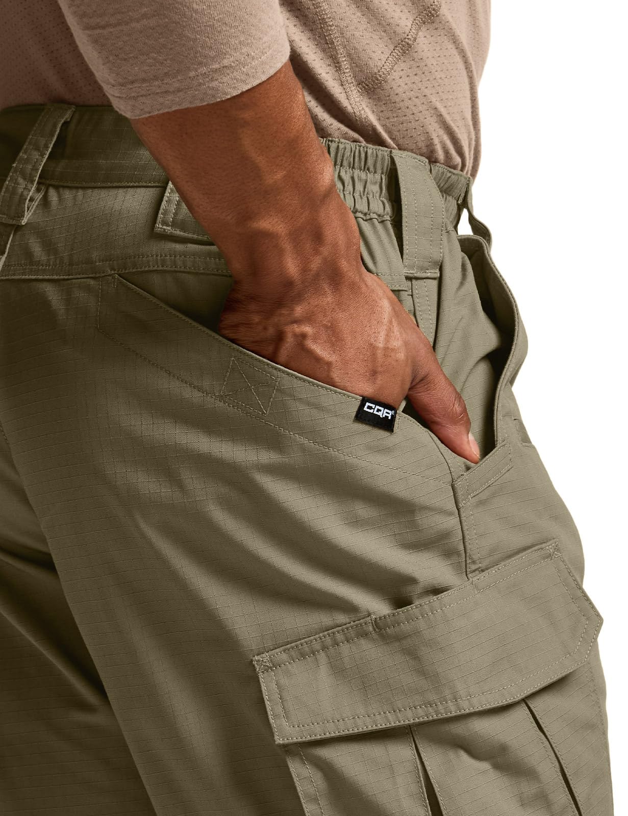 CQR Men's Tactical Pants, Water Resistant Ripstop Cargo Pants, Lightweight EDC Work Hiking Pants, Outdoor Apparel, Raider Mag Pocket Soil Green, 32W x 30L