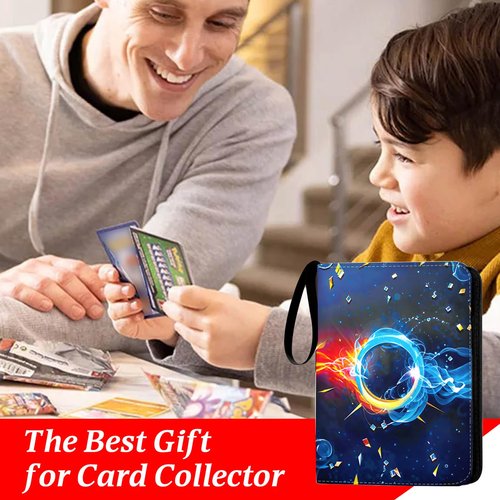 Trading Card Binder 4-Pocket, 400 Top-Loading Slots Collectible Trading Card Album with 50 Removable Double-Sided Pages for MTG, TCG Game Cards and Sports Cards Storage - Black