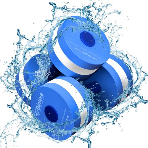 Bintiva Water Weights for Pool Exercise - Aqua Fitness Dumbbells - Blue, White, Blue - Foam Material - Fixed Style