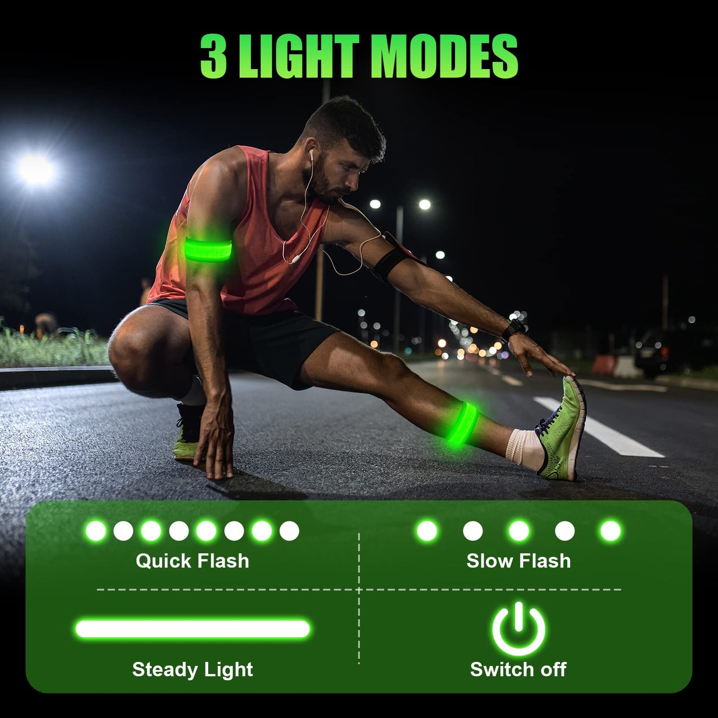 Aucuu Light Up Armband LED Slap Safety Armband for Kids Night Walking, LED Luminous Armband Magic Strap for Running, Cycling, Jogging