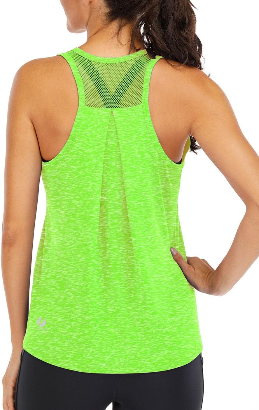 ICTIVE Workout Tops for Women Loose Fit Racerback Mesh Backless Muscle Tank Running Shirts