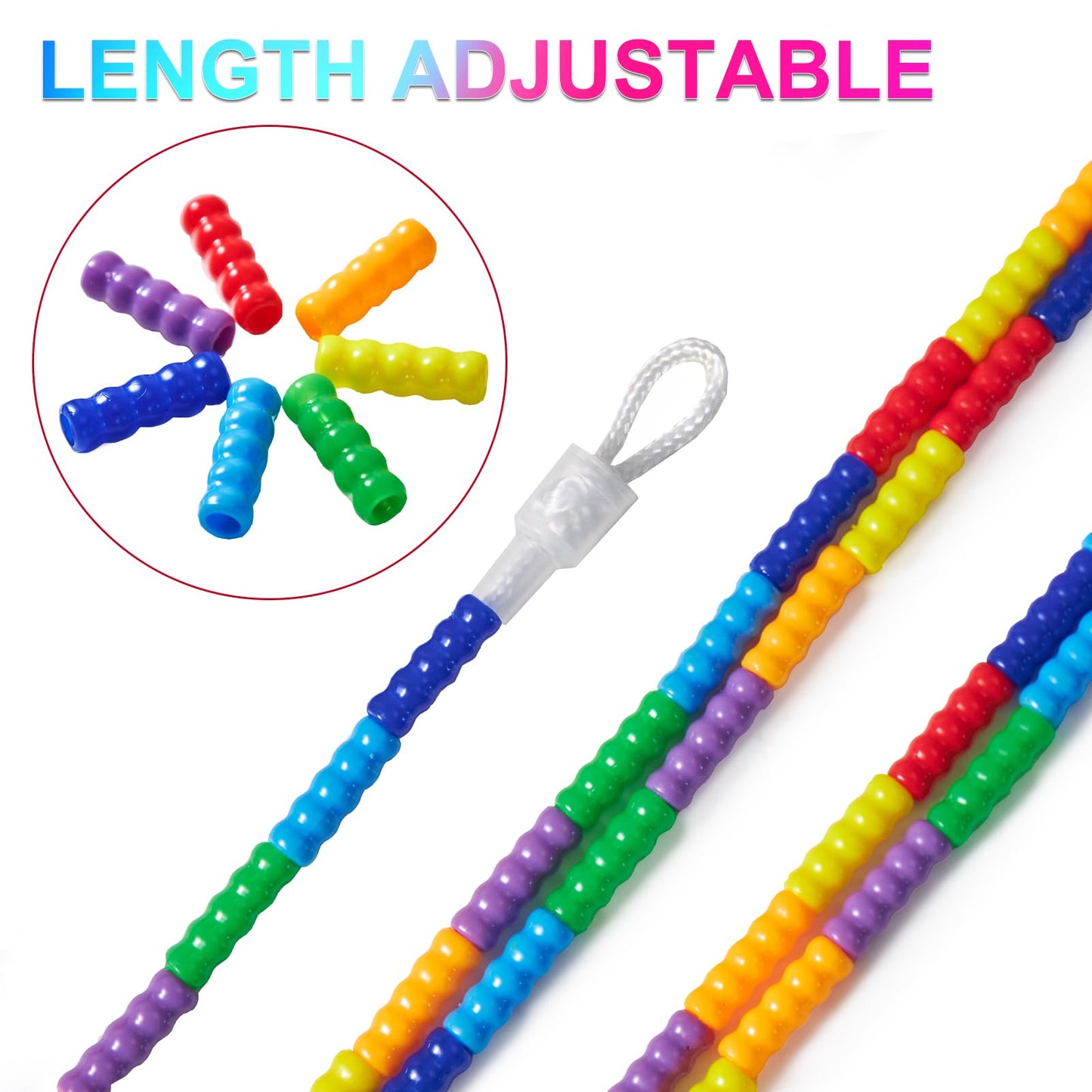 Newbyst Long Double Dutch Jump Rope 16 Ft 2 Pack, Soft Beaded Skipping Ropes for Kids Adults, Plastic Segmented Jump Rope Multiplayer Group