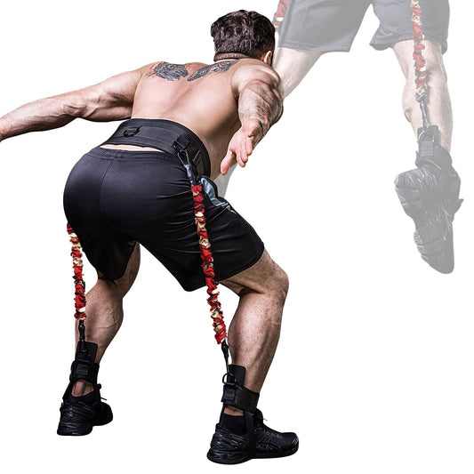 INNSTAR Vertical Jump Trainer Leg Strength Resistance Bands Set for Basketball Triple Jump Football Volleyball Training Provide, Easy to Carry, Substitute for Plyometric Jump Box (Passion-50LB)