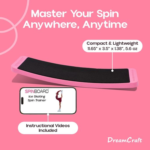 DreamCraft Skate Spinner, Off Ice Spinner Figure Skating Spin Board, Spinning Board for Balance Spins and Turns for Ice Skates, Spinner Board, Skater Spinner - Pink