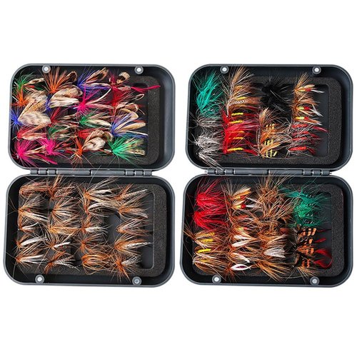 41PCS Fly Fishing Flies Kit with Fly Box for Trout Bass Fishing Include Dry Flies, Wet Flies, Nymphs, Streamers