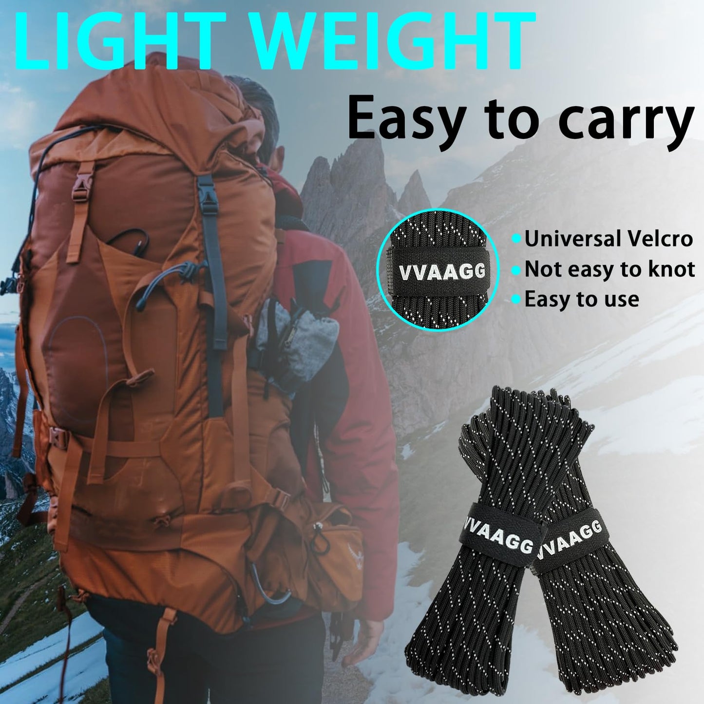 VVAAGG Reflective Paracord Rope 100FT, 7 Strand Nylon para Cord Lanyard Utility 550 Parachute Cord, 4mm Thin Tent Rope for Outdoor Camping Hiking