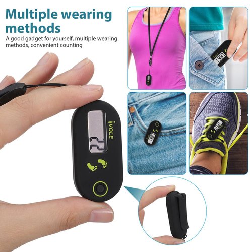 Veemoon 3D Digital Pedometer Accurate Step Counter Walking Distance Miles Calorie Counter Exercise Time Silent with Clip and Lanyard for Men Women Exercise