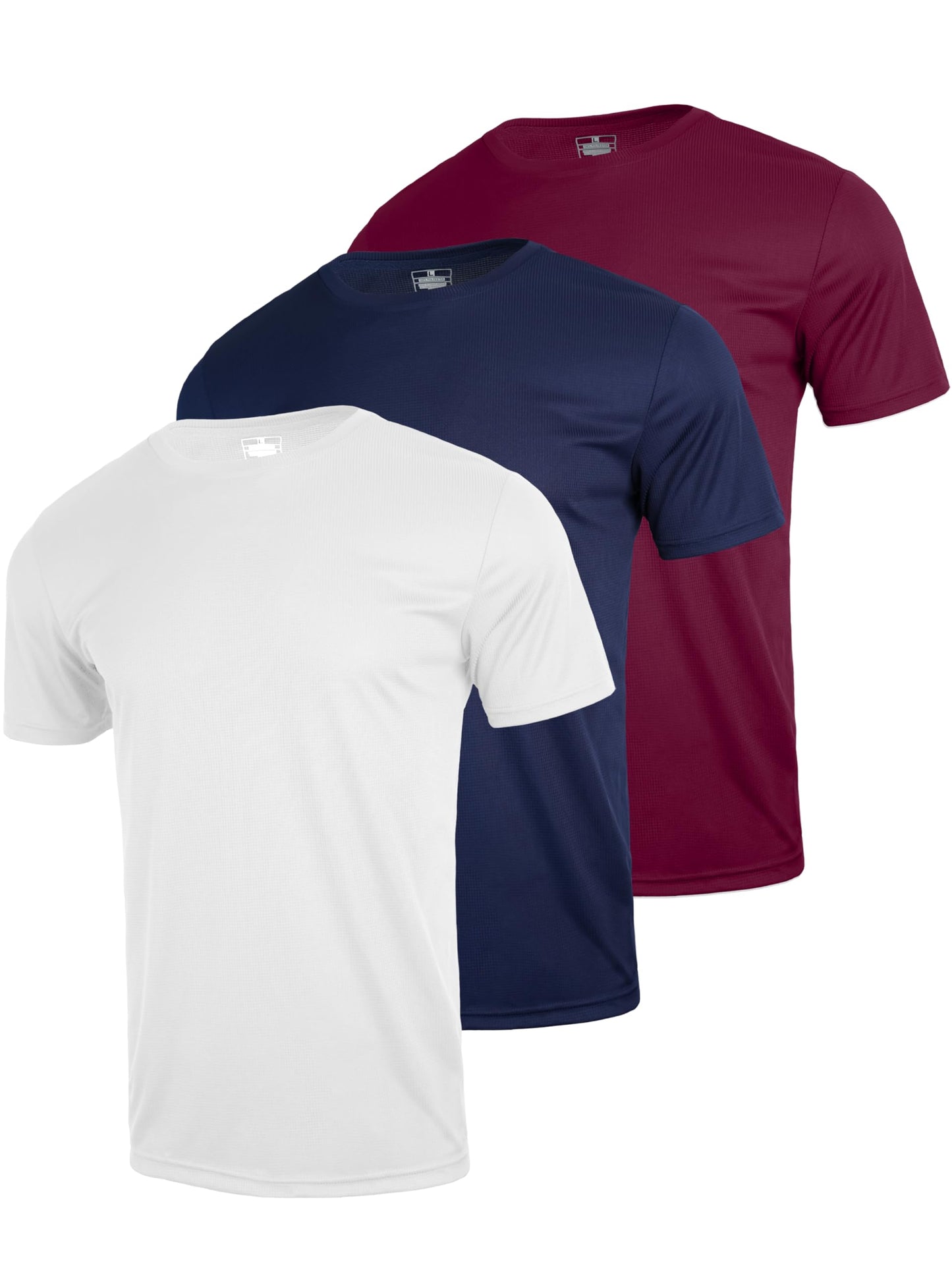 CuterzClub Mens Workout T Shirts 3 Pack Gym Summer Quick Dry Fit Work Athletic Tee Running Moisture Wicking Fitted Short Sleeve Hiking Performance Elastic Lightweight (Multipack 1, L)