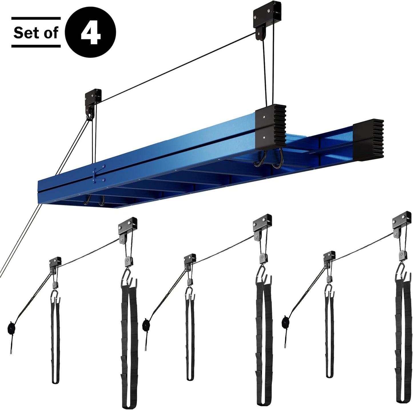 Kayak Storage Hoist - Overhead Pulley System with 125lb Capacity for Canoes, Bikes, Ladders, and More - for up to 12-Foot Ceilings
