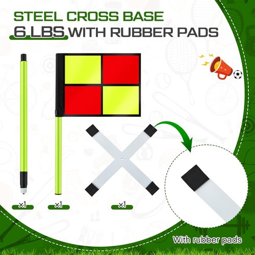 Tranqun Indoor/Turf Soccer Corner Flags for Soccer Field Set of 4, 5 ft Portable Agility Poles All-surface Football Field Flags with Steel Cross Bases for Training