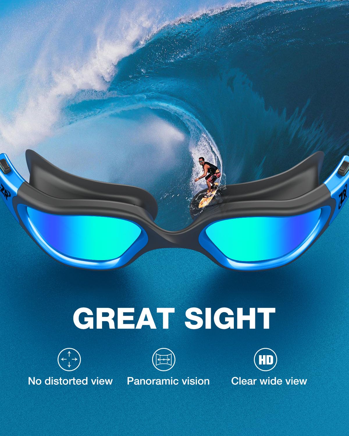ZIONOR Swim Goggles, G1 MAX Polarized Anti-fog Swimming Goggles for Men Women Adult, UV Protection Leakproof Easy Adjustable Strap for Indoor Outdoor Swimming (Polarized + Gold)