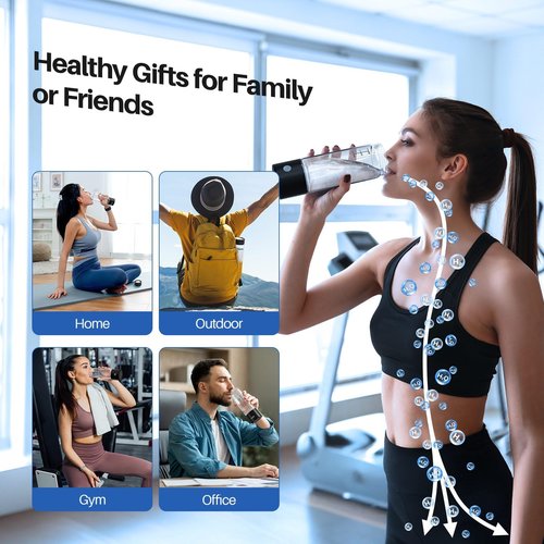 MOVOCA Hydrogen Water Bottle Upgrade, 3Min 2200PPB Rapid Hydrogen Water Generator -SPE PEM Tech, 14OZ Portable Hydro Water Machine, Health Care Gifts for Husband, Wife, Family, Friends, Travel