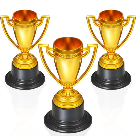 3 Pcs Mini Trophies, Gold Plastic Tiny Small Trophy Cups Winner Awards for Kids adults Sports, Rewards, Winning Prizes, Competitions Ceremony Party Favors