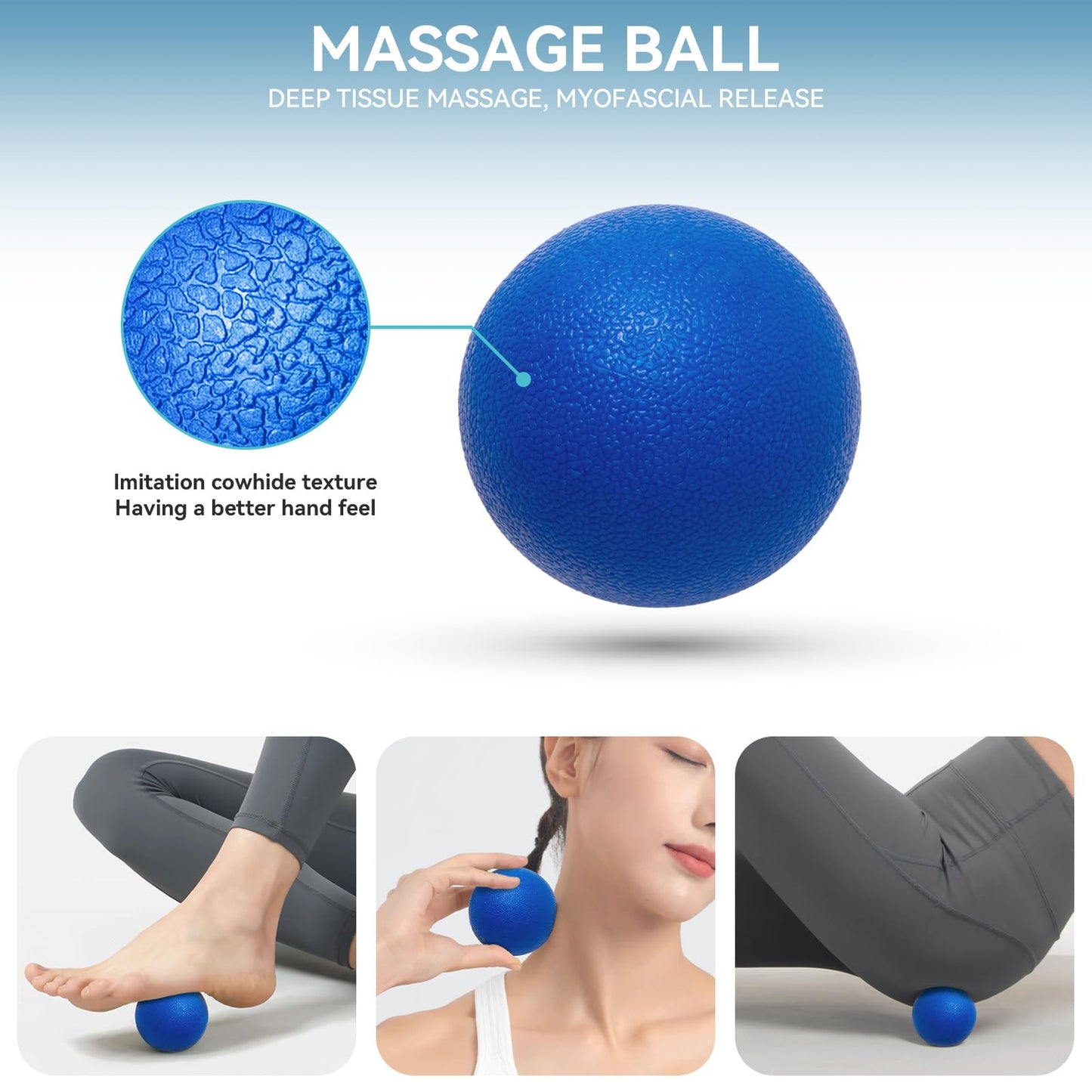 Krightlink 5 in 1 Foam Roller Set for Deep Tissue Muscle Massage, Trigger Point Fitness Exercise Roller, Massage Ball, Stretching Strap, Whole Body (Orange)