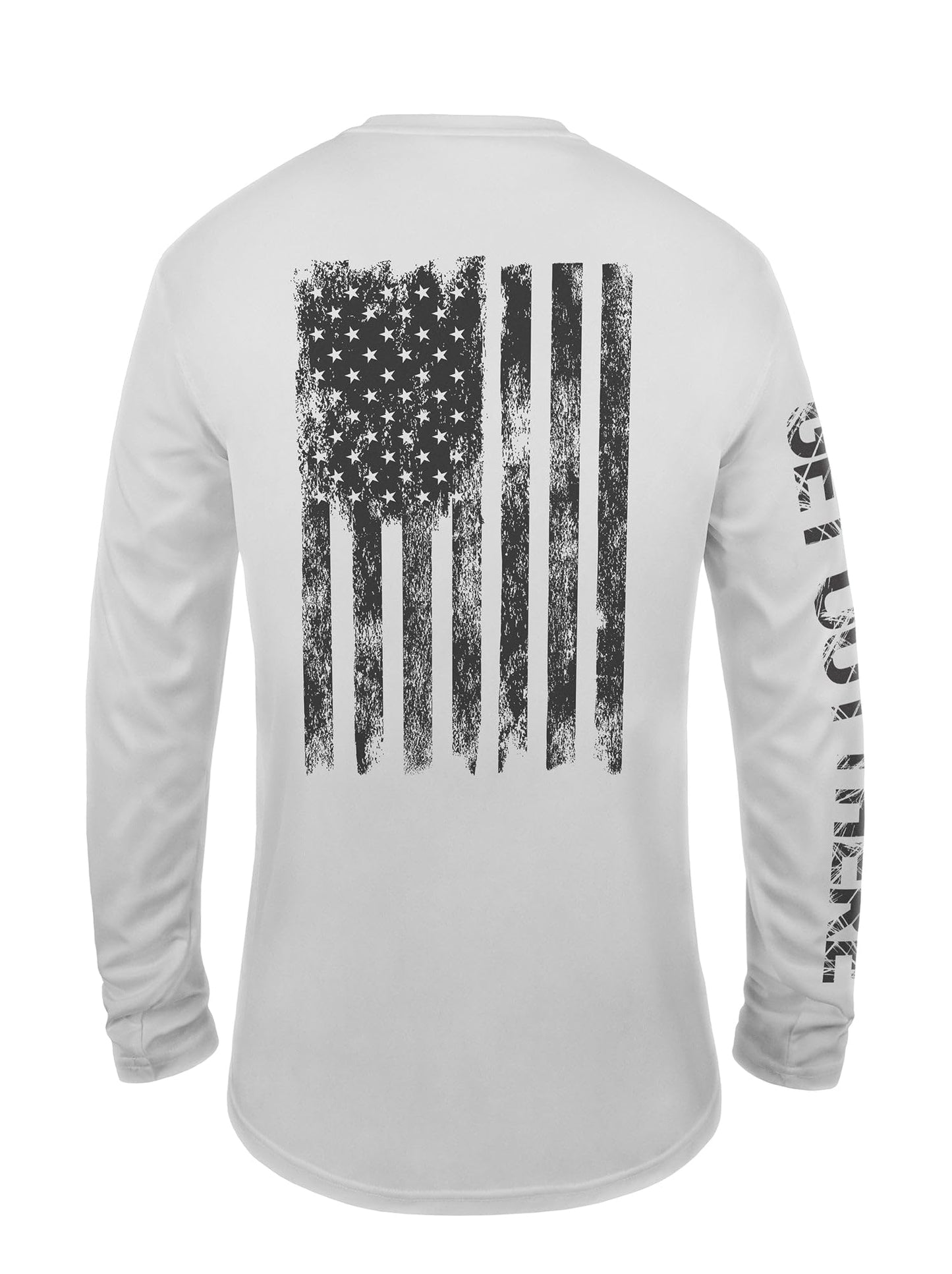GOT Sports UPF 50+ Fishing T Shirts for Men Women Long Sleeve - UV Sun Protection, Lightweight (Gray American Flag Shirt X-Large)